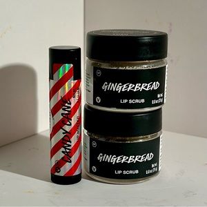 Lush Gingerbread Lip Scrub x2 & Candy Cane Lip Butter